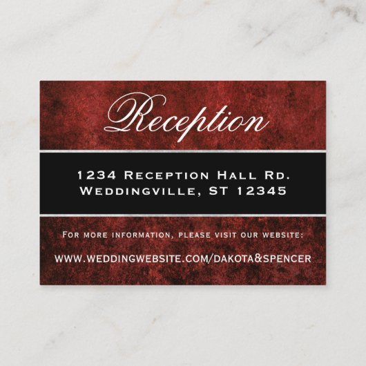 Ruby Wedding | Crimson Granaat Rood thema invoegen Informatiekaartje (Achterkant)