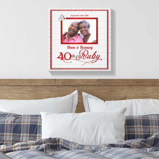 Ruby Wedding Jubileum 11x11-inch 40e foto Canvas Afdruk (Insitu (Slaapkamer))