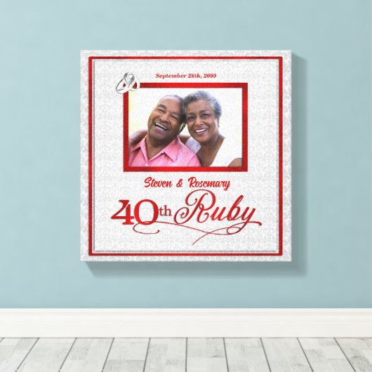 Ruby Wedding Jubileum 11x11-inch 40e foto Canvas Afdruk (Insitu (Houten vloer))