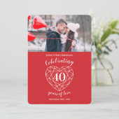 Ruby Wedding Jubileum 40 jaar foto Kaart (Staand voorkant)