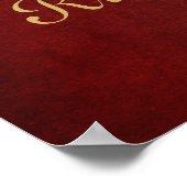 Ruby Wedding Jubileum Antiek Damask Gold Red Poster (Hoek)