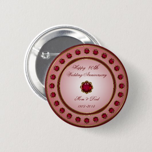 Ruby Wedding Jubileum Button (Voorkant /achterkant)