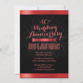 Ruby Wedding Jubileum Elegant Black Damask Kaart (Voorkant)