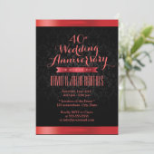 Ruby Wedding Jubileum Elegant Black Damask Kaart (Staand voorkant)