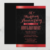 Ruby Wedding Jubileum Elegant Black Damask Kaart (Voorkant / Achterkant)