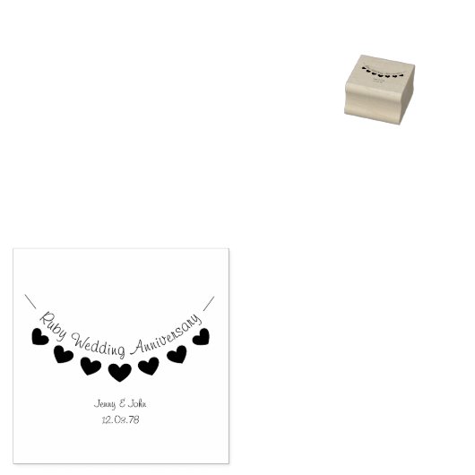 Ruby Wedding Jubileum envelop uitnodigingsstempel Rubberstempel (Gestempeld)