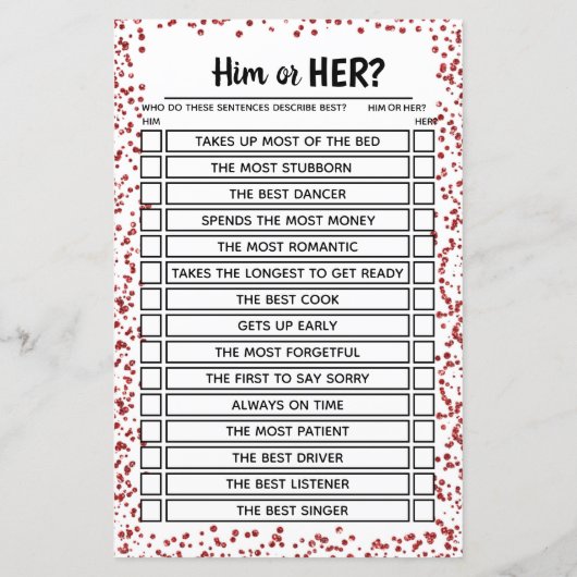 Ruby Wedding Jubileum Party Game (Achterkant)