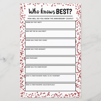 Ruby Wedding Jubileum Party Game