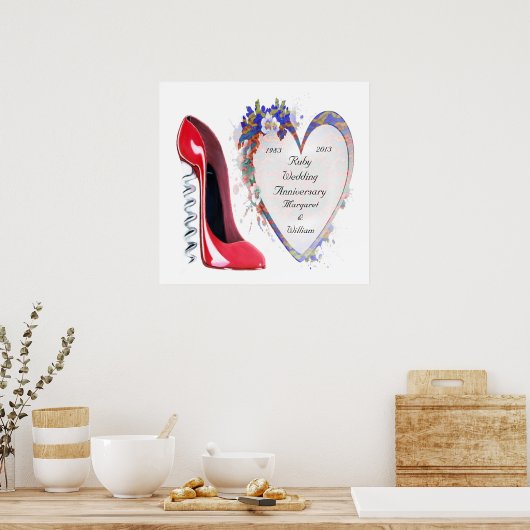Ruby Wedding Jubileum Poster, met Poster (Keuken)