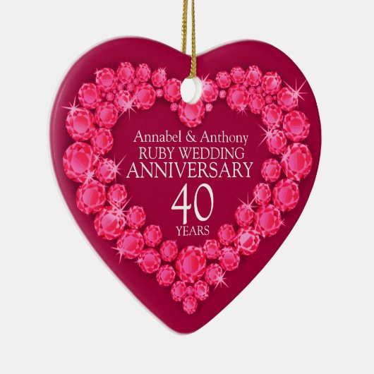 Ruby Wedding Jubileum red hart ornament (Rechts)