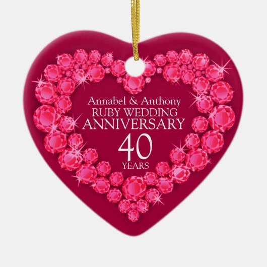 Ruby Wedding Jubileum red hart ornament (Voorkant)