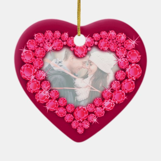 Ruby Wedding Jubileum red hart ornament (Achterkant)