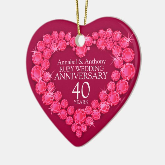 Ruby Wedding Jubileum red hart ornament (Links)
