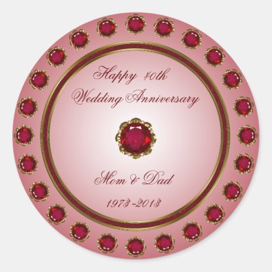Ruby Wedding Jubileum Sticker (Voorkant)