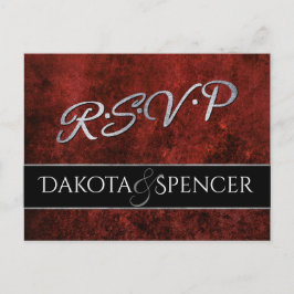 Ruby Wedding | RSVP Crimson Granaat Rood en Zwart  Uitnodiging Briefkaart