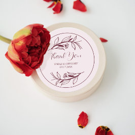 Ruby Wine Simple Boho Dank u bruiloft gunst Ronde Sticker