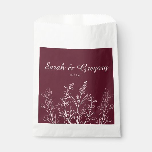 Ruby Wine Simple Boho Floral Bedankzakje (Voorkant)