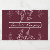 Ruby Wine Simple Boho Floral Sparkling Wijnetiket (Enkel label)