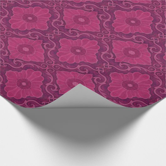 "Rubybloemen" bloementarabesque patroon Cadeaupapier (Hoek)