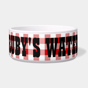 Ruby's Diner Dog's naam Rood & Witte cheques Bowl Voerbakje