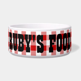 Ruby's Diner Dog's naam Rood & Witte cheques Bowl Voerbakje