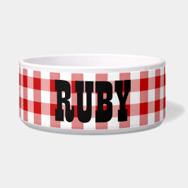 Ruby's Diner Dog's naam Rood & Witte cheques Voerbakje