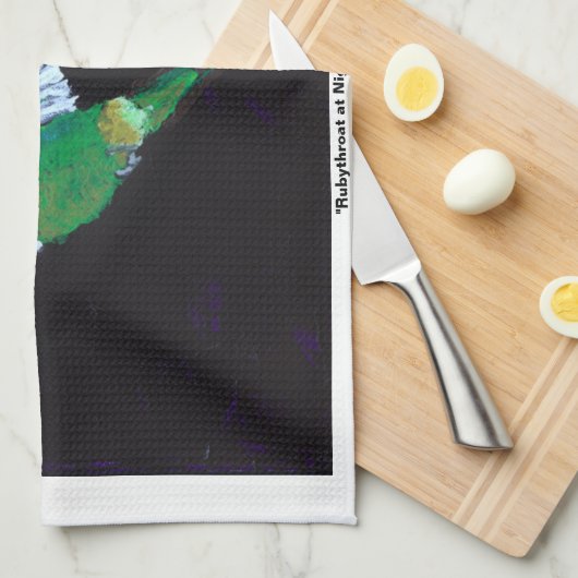 "Rubythroat at at Night" keukenhanddoek (Quarter Fold)