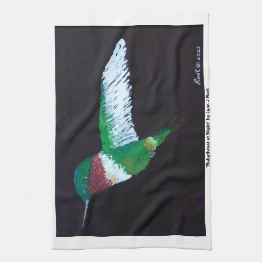 "Rubythroat at at Night" keukenhanddoek (Verticaal)