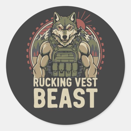 Rucking Vest Beest Ronde Sticker (Voorkant)