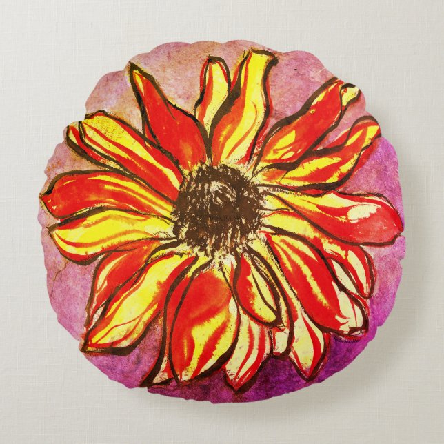 *'Rudbeckia Ablaze' Rond Kussen (Voorkant)
