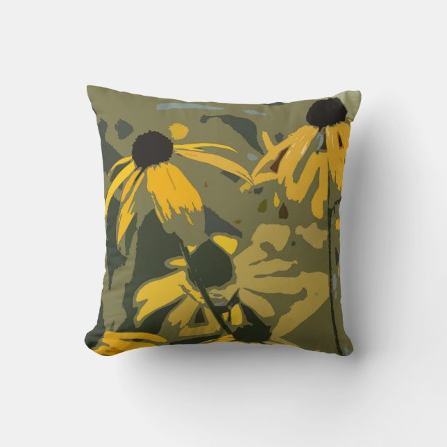 Rudbeckia Floral Abstract Design Sierkussen (Voorkant)