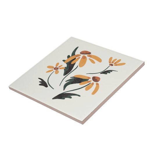 Rudbeckia Hirta Black-Eyed Susan Aesthetische bloe Tegeltje (Zijkant)