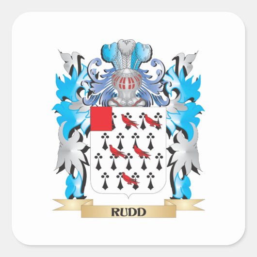 Rudd Wapenschild - Family Crest Vierkante Sticker (Voorkant)