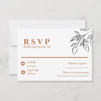 Ruddy Brown Old Money Wedding RSVP Card Kaartje