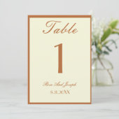 Ruddy Bruin Oud Geld Trouw Tafel Nummer Kaart (Staand voorkant)