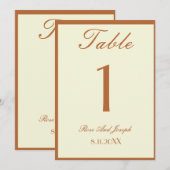 Ruddy Bruin Oud Geld Trouw Tafel Nummer Kaart (Voorkant / Achterkant)