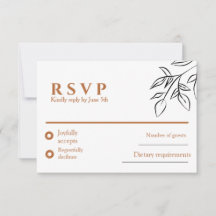 Ruddy Bruin Oude Rijkdom Bruiloft RSVP Kaart