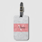 Ruddy Pink Batik and Grey Waterverf Monogrammen n Bagagelabel (Voorkant (verticaal))