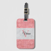 Ruddy Pink Batik and Grey Waterverf Monogrammen n Bagagelabel (Voorkant (verticaal))