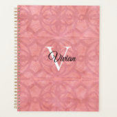 Ruddy Pink Batik Elegant Monogram Naam Planner (Voorkant)