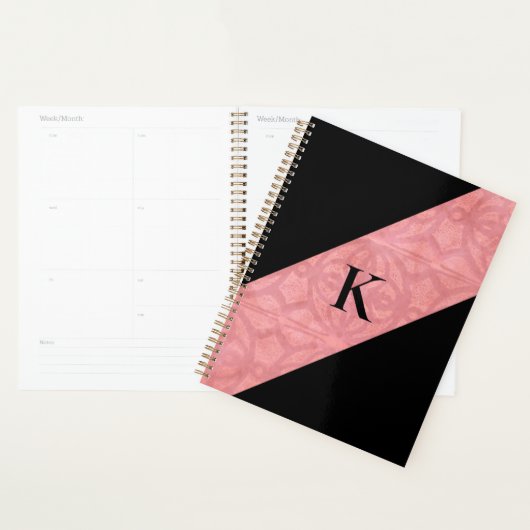Ruddy Pink Batik en Black Letter Planner (Display)