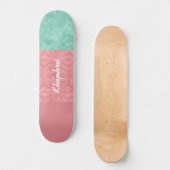 Ruddy Pink Batik en Green Waterverf Skateboard (Voorkant)