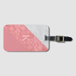 Ruddy Pink Batik en Grey Waterverf Letter Bagagelabel