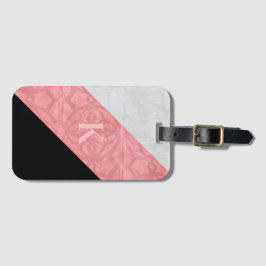 Ruddy Pink Batik en Grey Waterverf Letter Bagagelabel