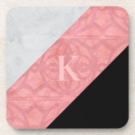 Ruddy Pink Batik en Grey Waterverf Letter Bier Onderzetter