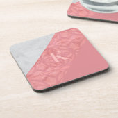 Ruddy Pink Batik en Grey Waterverf Letter Bier Onderzetter (Linkerzijde)