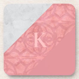 Ruddy Pink Batik en Grey Waterverf Letter Bier Onderzetter