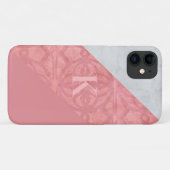Ruddy Pink Batik en Grey Waterverf Letter Case-Mate iPhone Case (Achterkant (horizontaal))