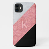 Ruddy Pink Batik en Grey Waterverf Letter Case-Mate iPhone Case (Achterkant)