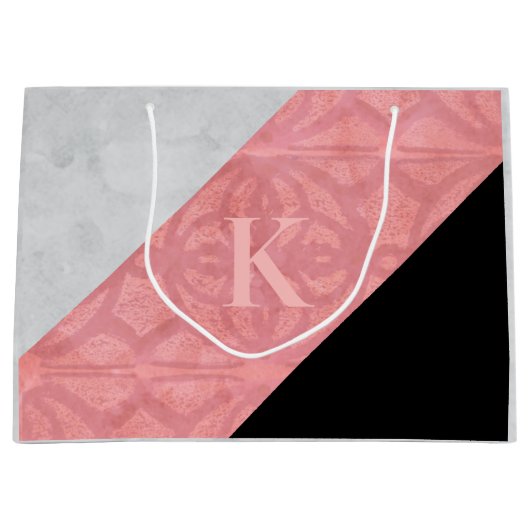 Ruddy Pink Batik en Grey Waterverf Letter Groot Cadeauzakje (Voorkant)